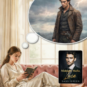Image of a young woman reading a romance and envisioning a possessive hero.